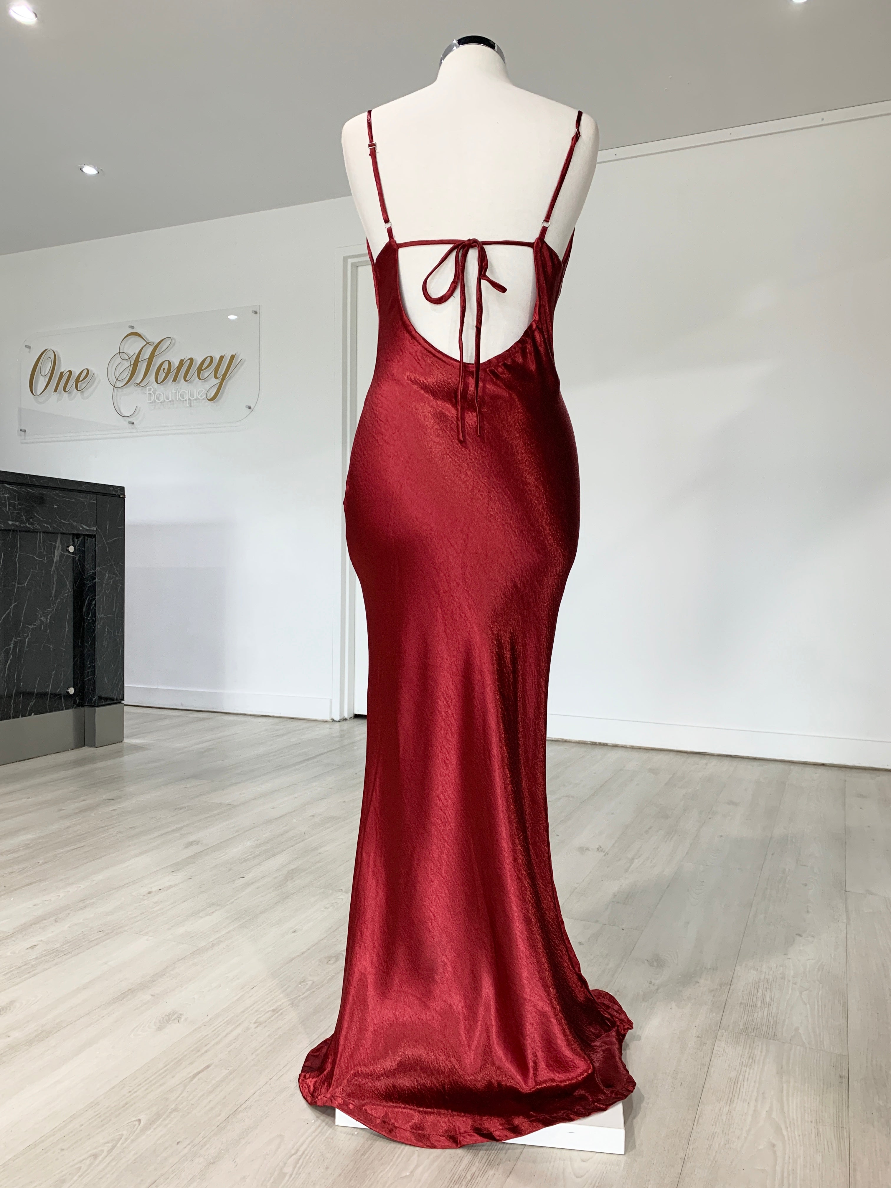 Burgundy slip 2024 dress long