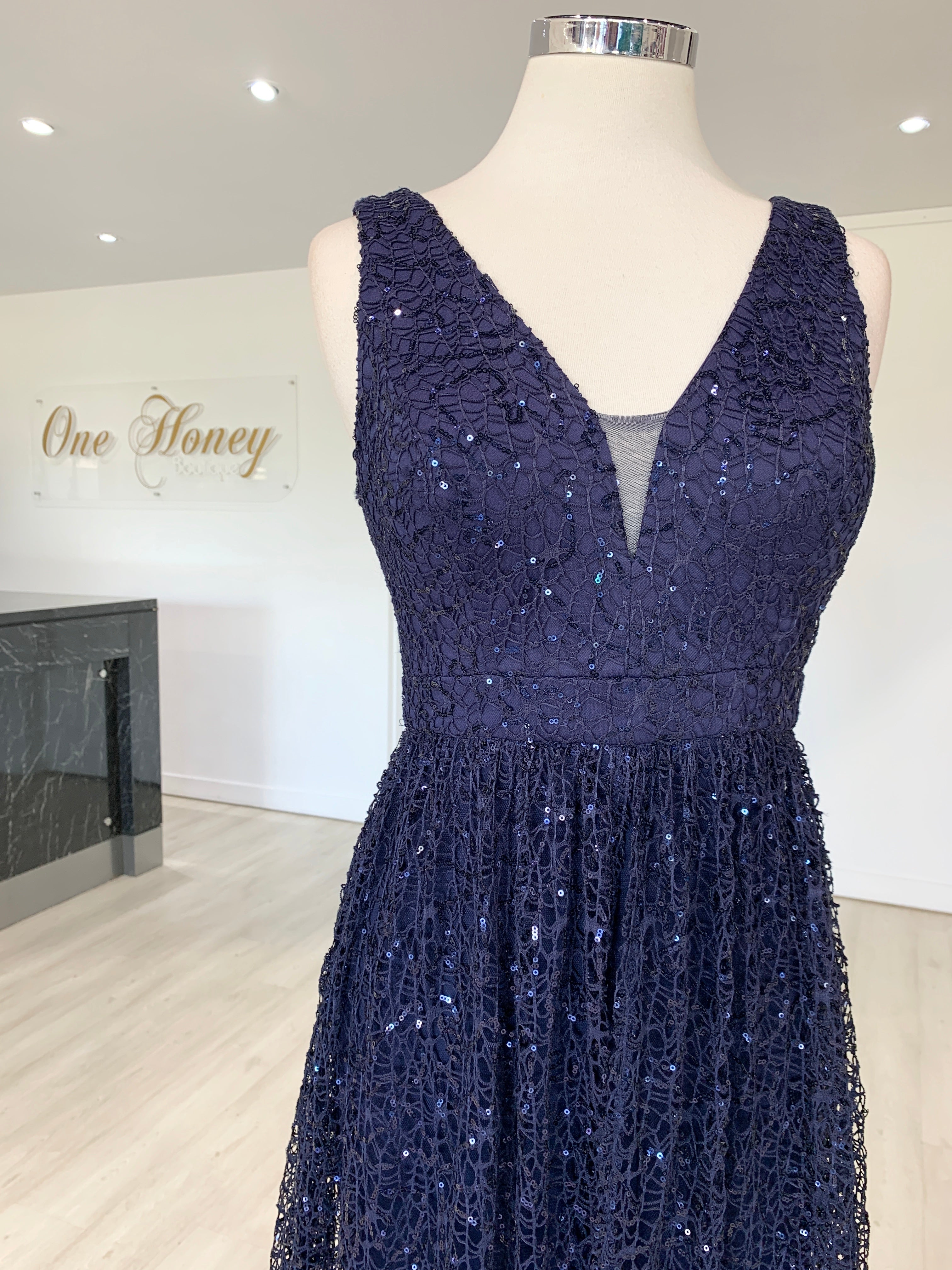 Sparkly dark blue fashion dress