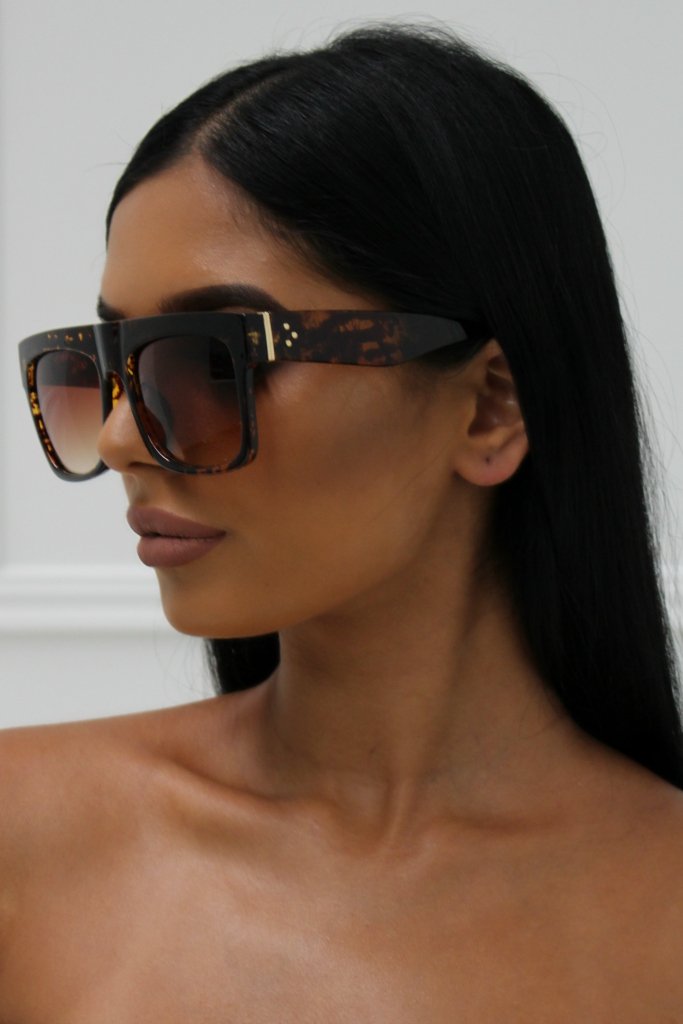 Honey Couture SELENA 2.0 Tortoise Flat Top Inspired Sunglasses Honey Couture Sunglasses$ AfterPay Humm ZipPay LayBuy Sezzle