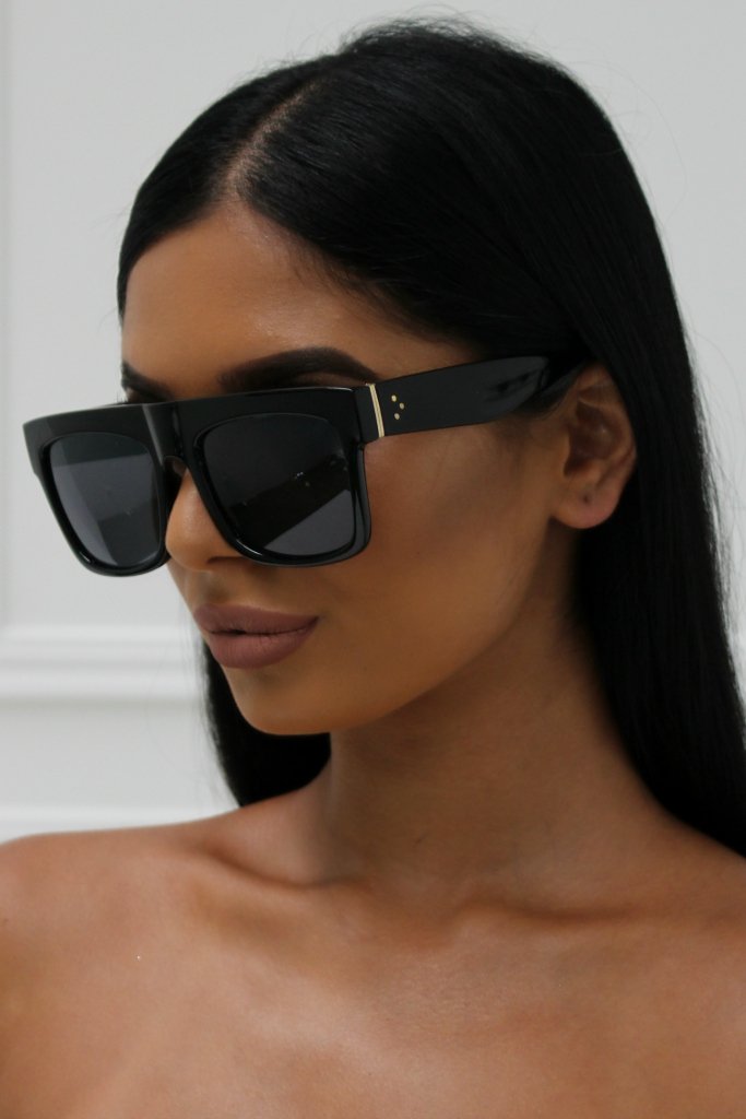 Honey Couture SELENA 2.0 Black Flat Top Inspired Sunglasses Honey Couture Sunglasses$ AfterPay Humm ZipPay LayBuy Sezzle