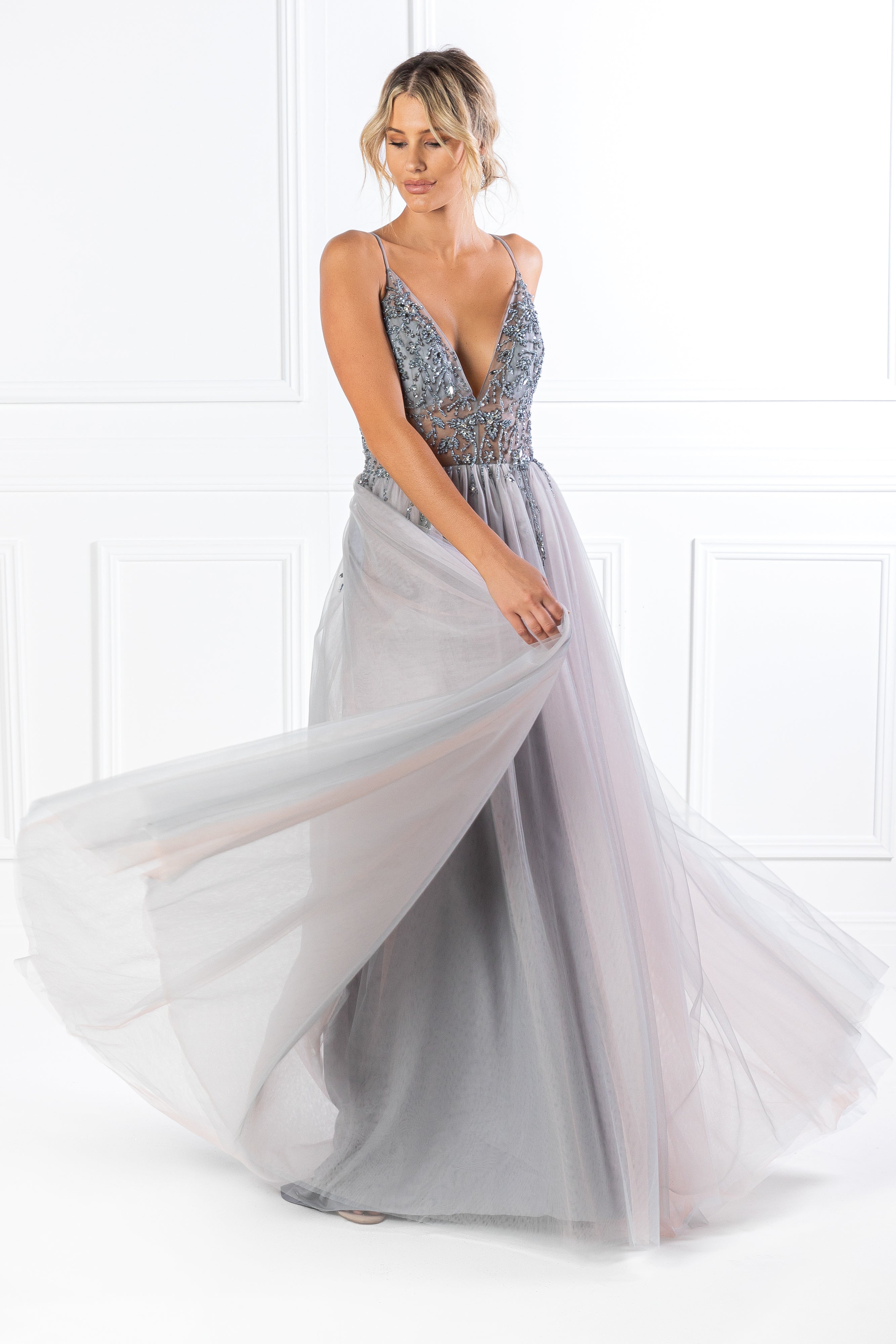 Blue grey outlet prom dress