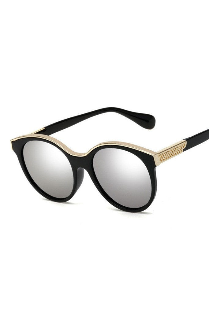 Honey Couture KRIS Black &amp; Gold Frame Silver Reflective Sunglasses Honey Couture Sunglasses$ AfterPay Humm ZipPay LayBuy Sezzle