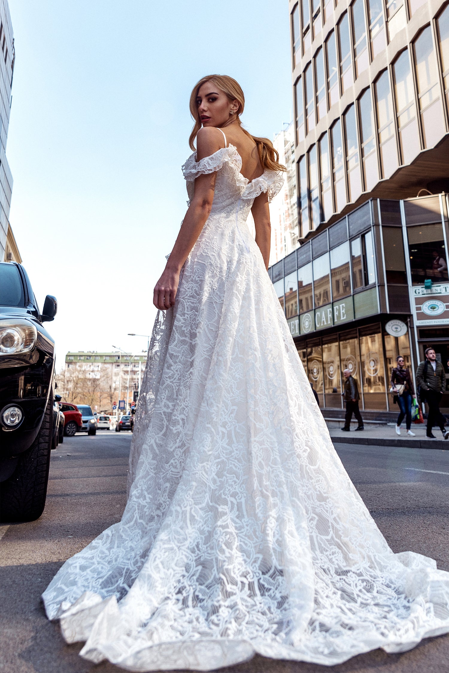 Tina Holly Couture TK011W White White Off Shoulders Neckline With A Lace A line Silhouette Wedding Dress White White 2 AUS