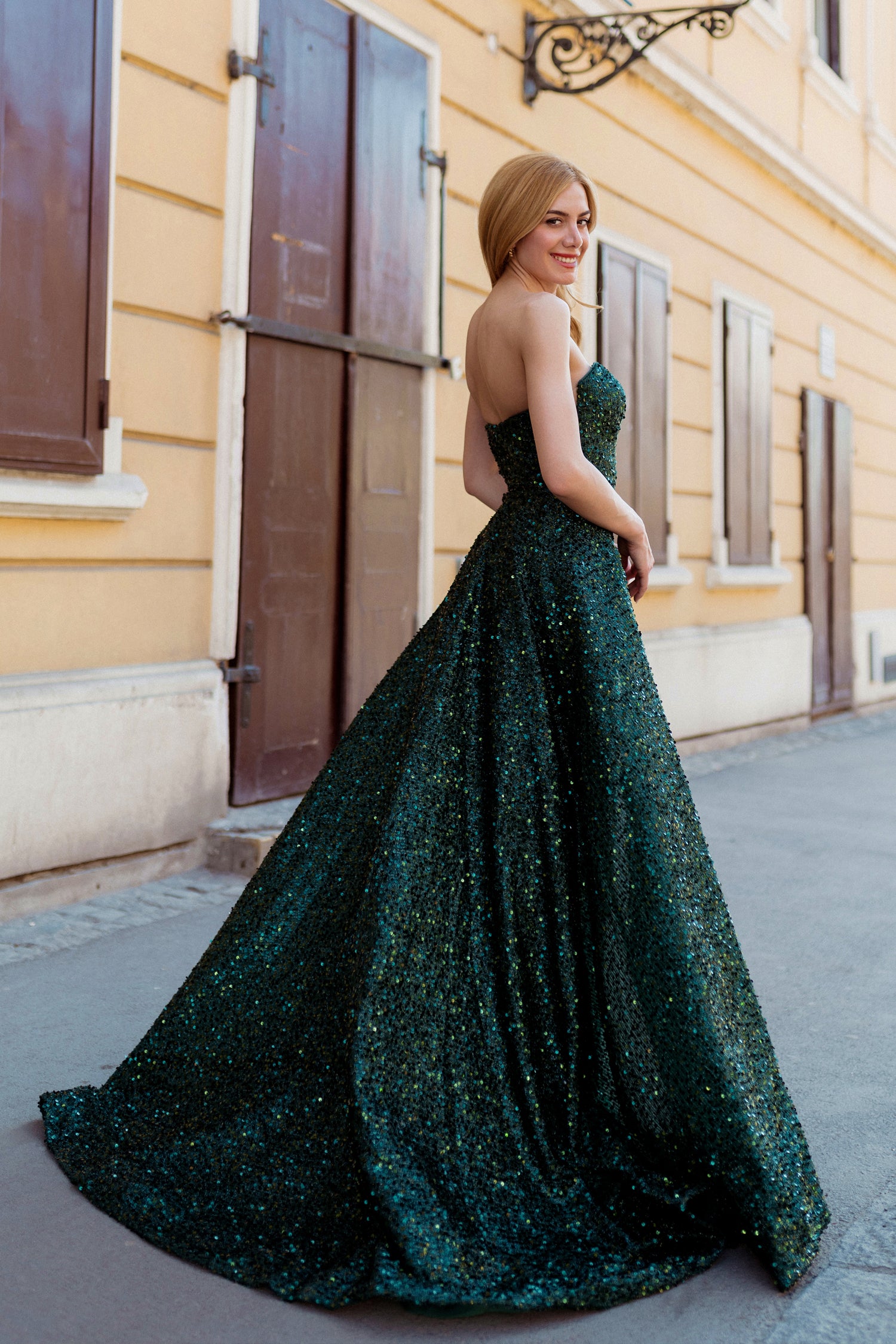 Green ball shop gown skirt