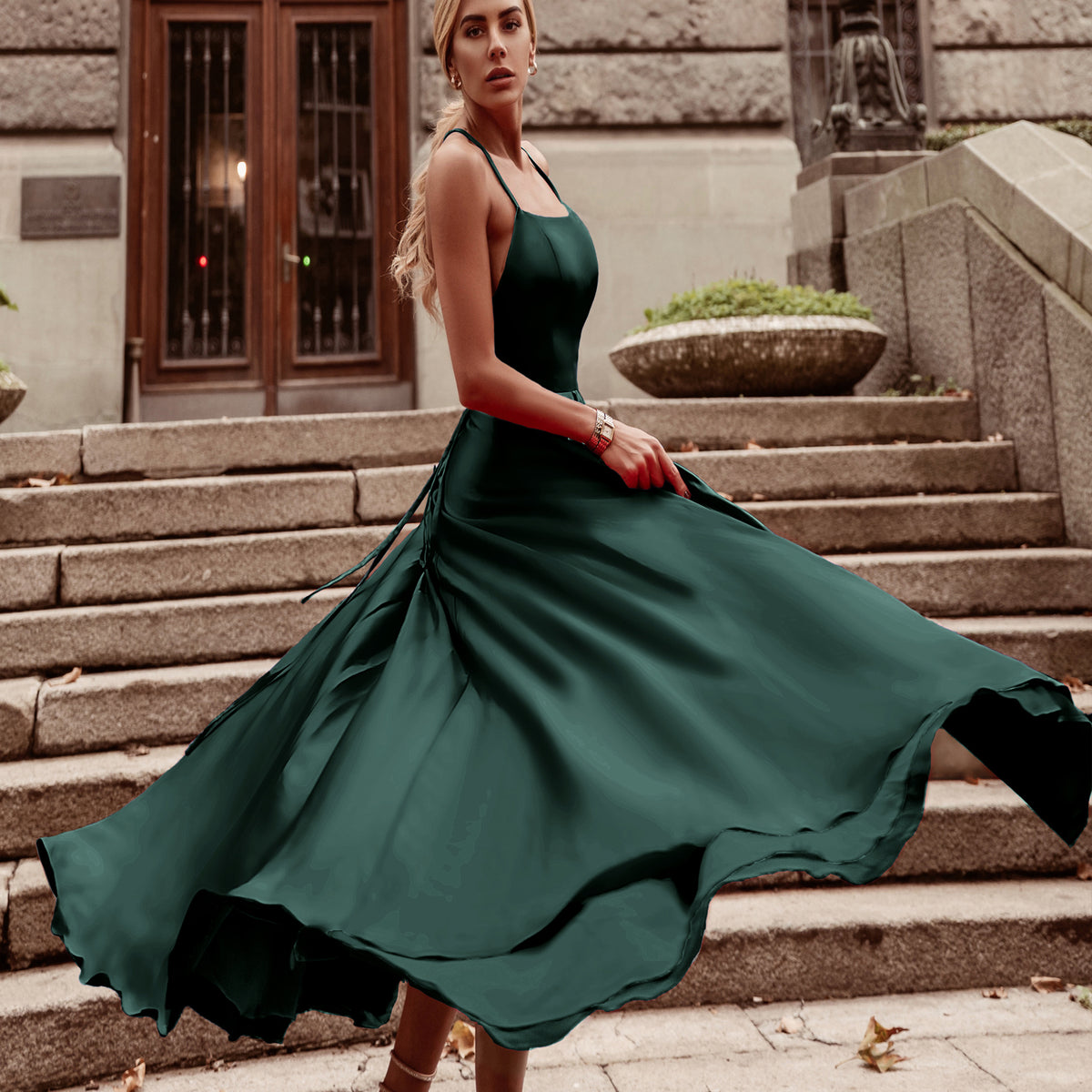 Tina Holly Couture Designer TK310 Emerald Green Glitter Formal Dress w
