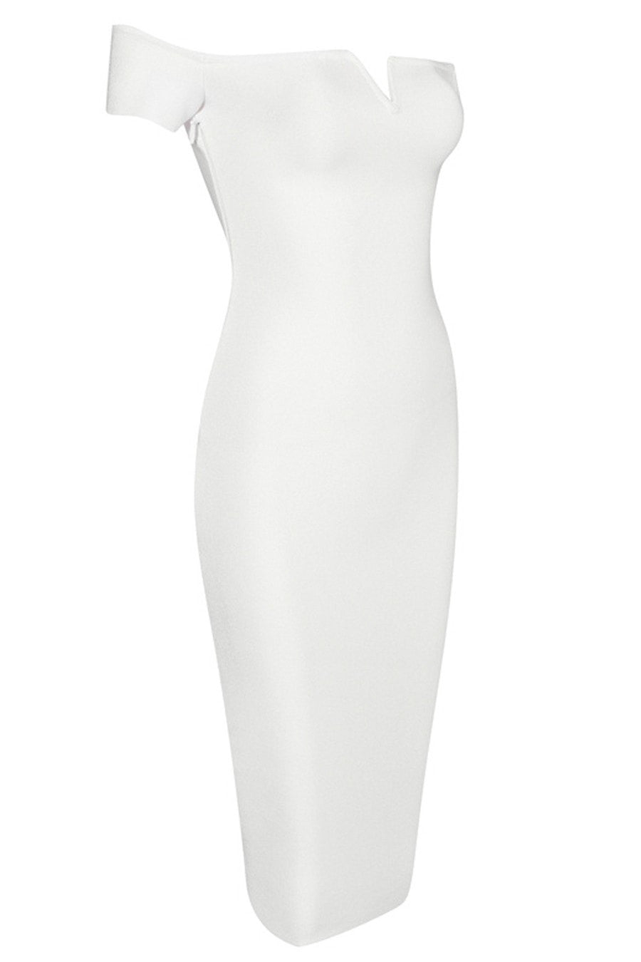 Honey Couture OLIVIA White Off Shoulder Bandage Midi Dress