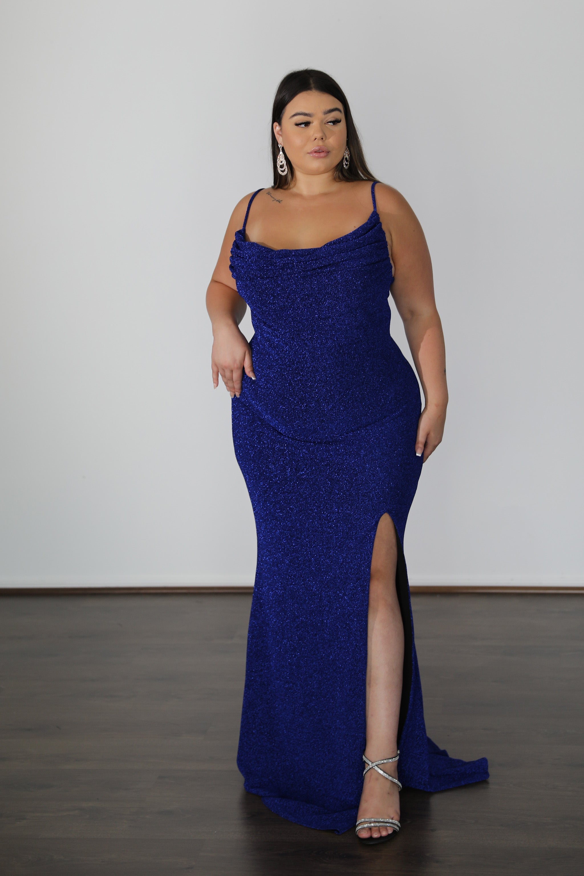 cobalt blue formal gown with thin straps