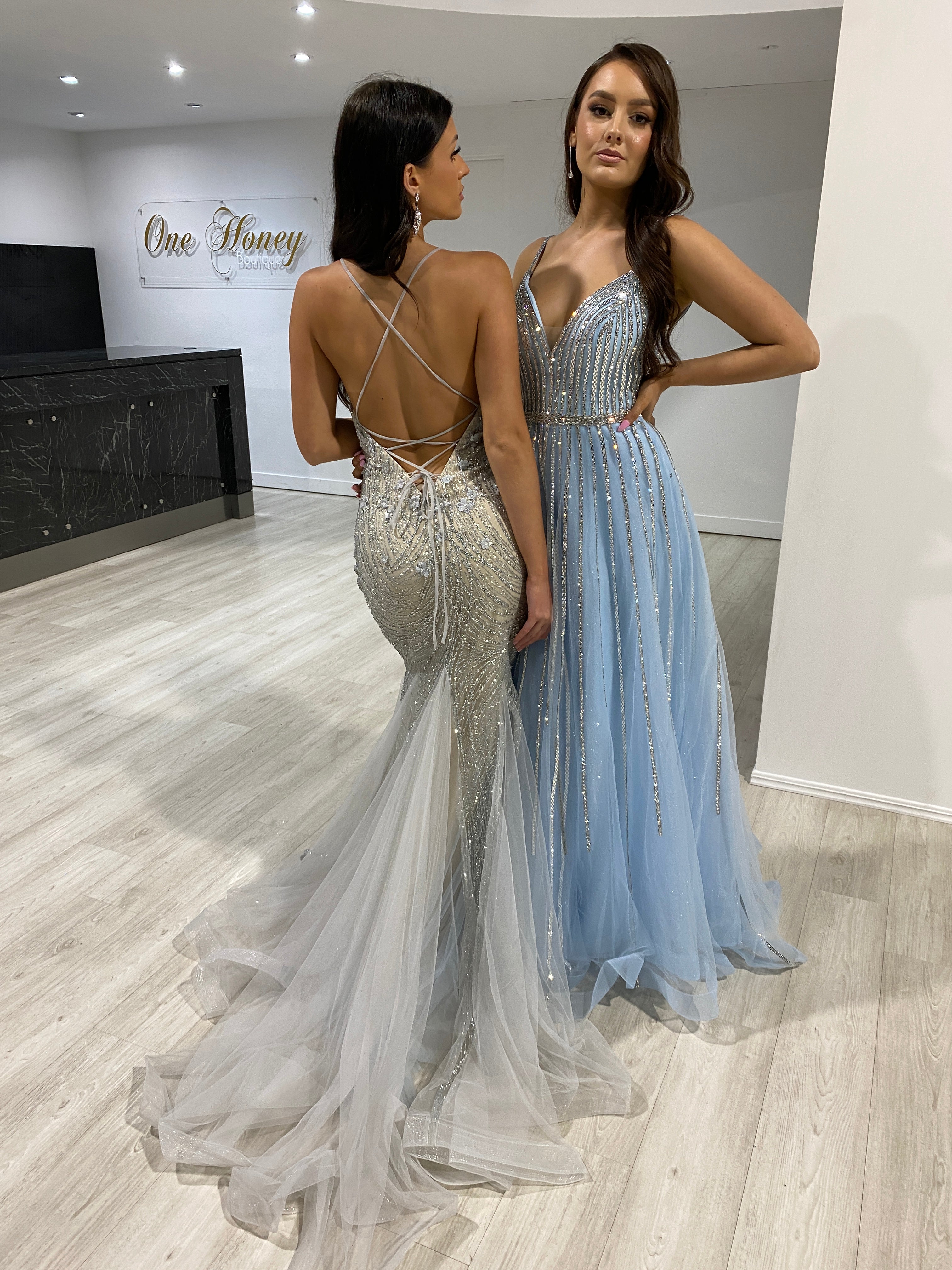 Diamante cheap ball gown