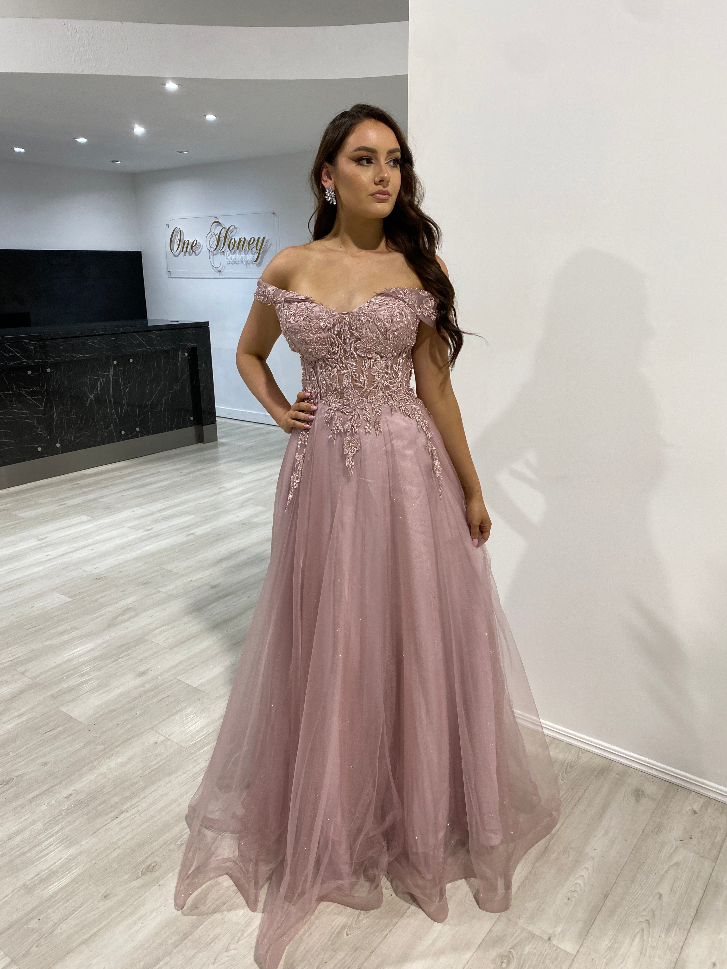 Mauve ball gown sale