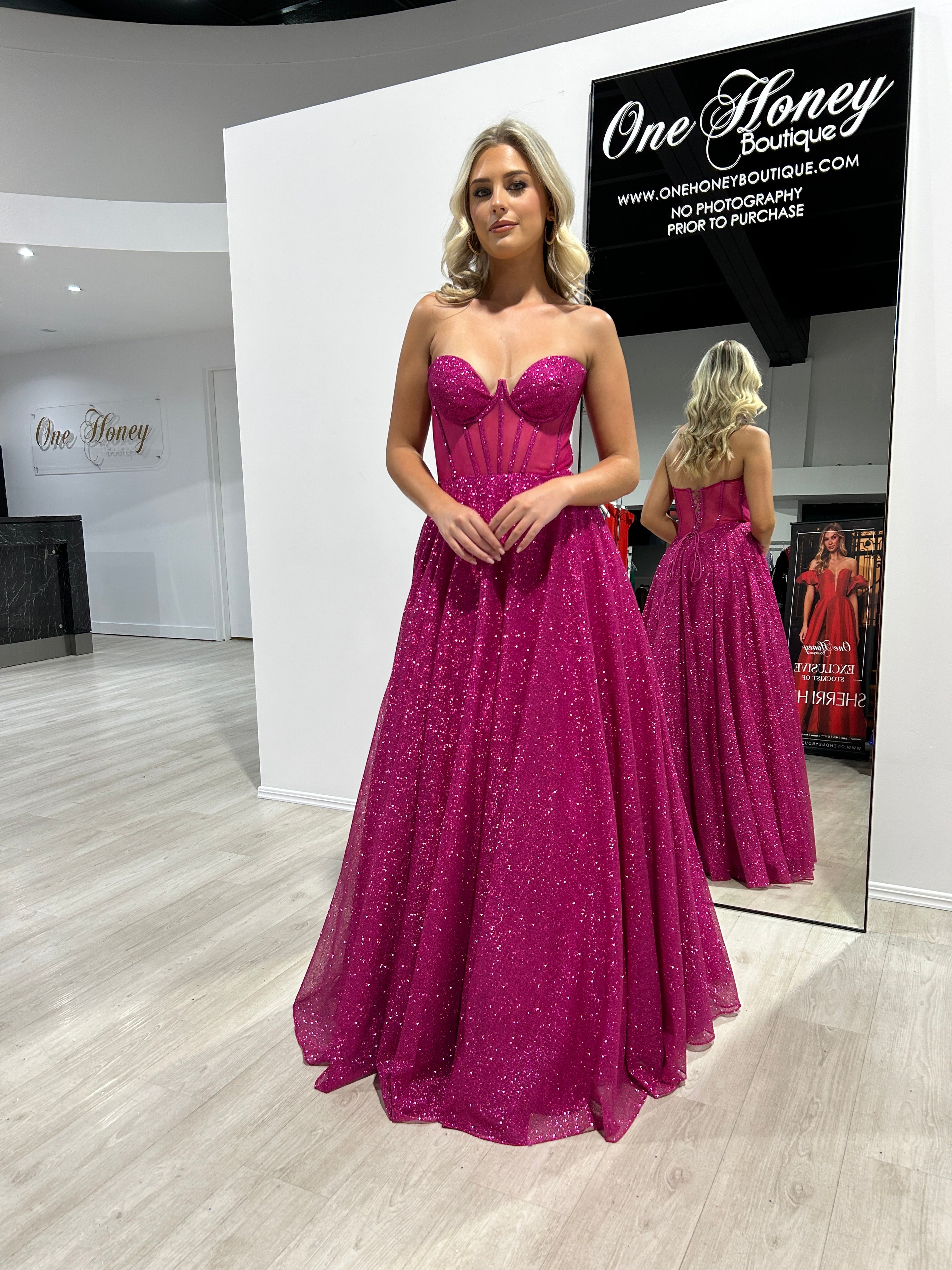 Fuchsia semi hot sale formal dresses