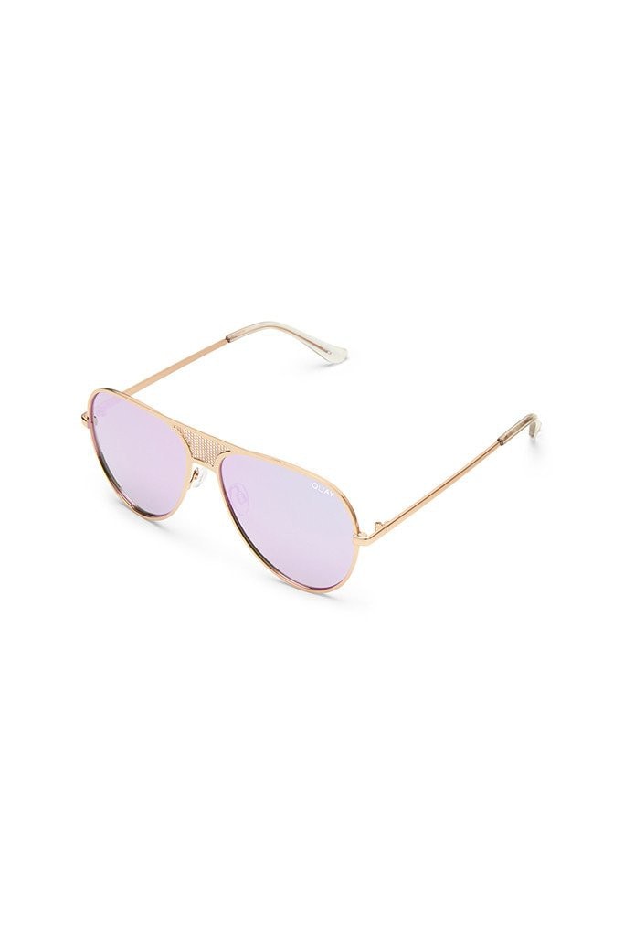 Quay Australia X Kylie Jenner Iconic Gold And Purple Mirror Sunglasses