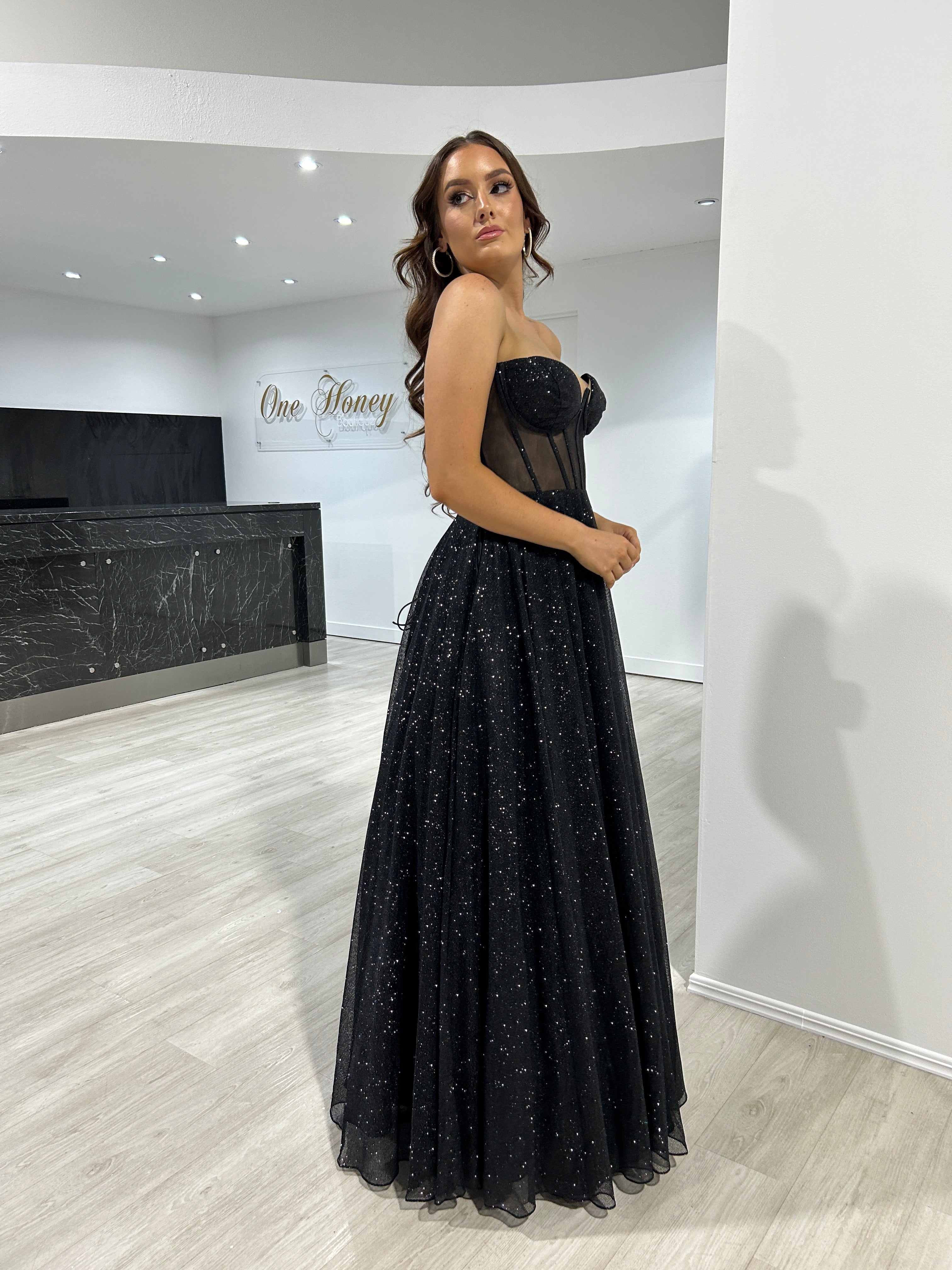 Strapless evening outlet gown