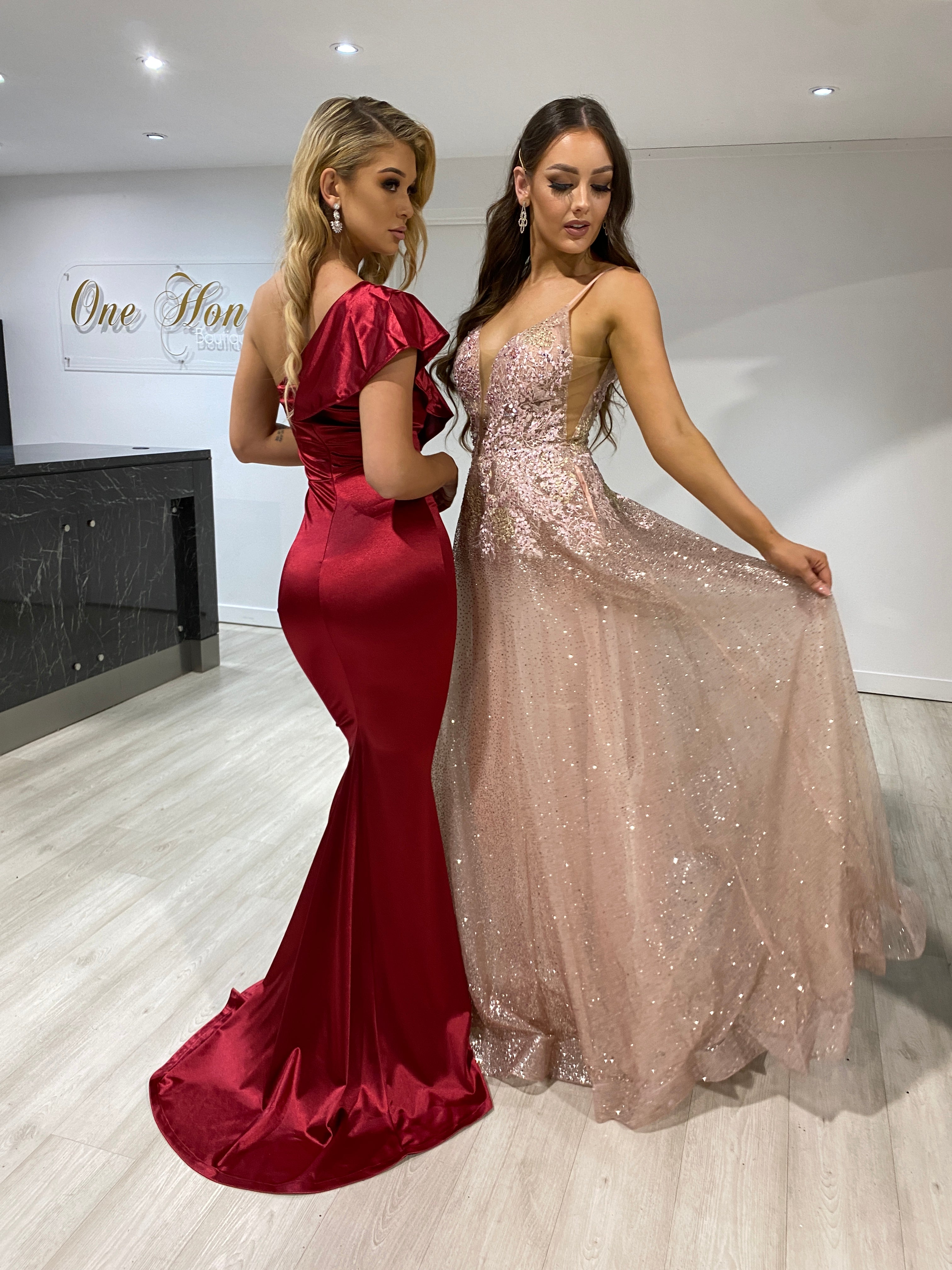 Pink rose outlet gold prom dress