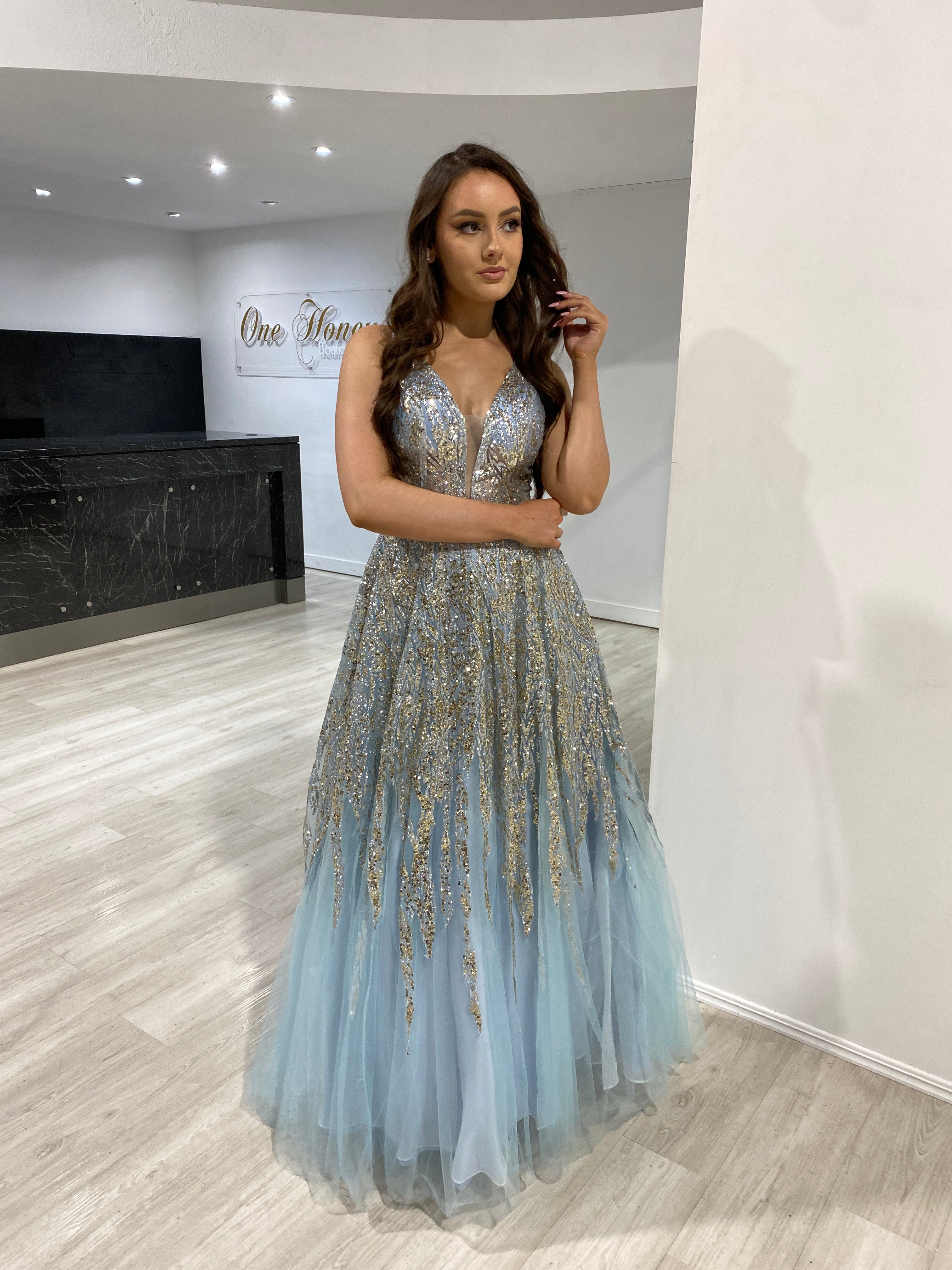 Baby blue glitter dress sale