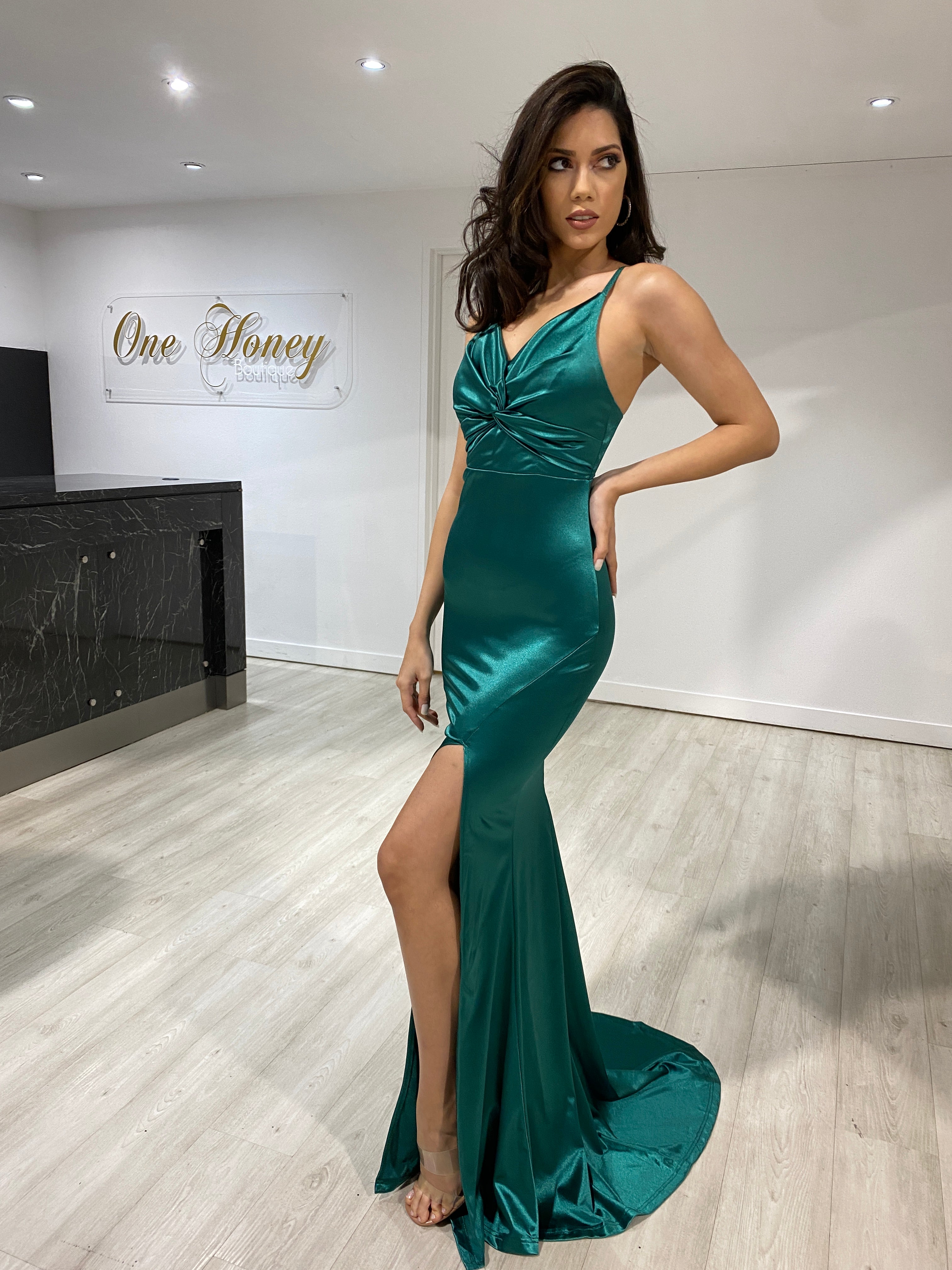 Green silk 2025 formal dress