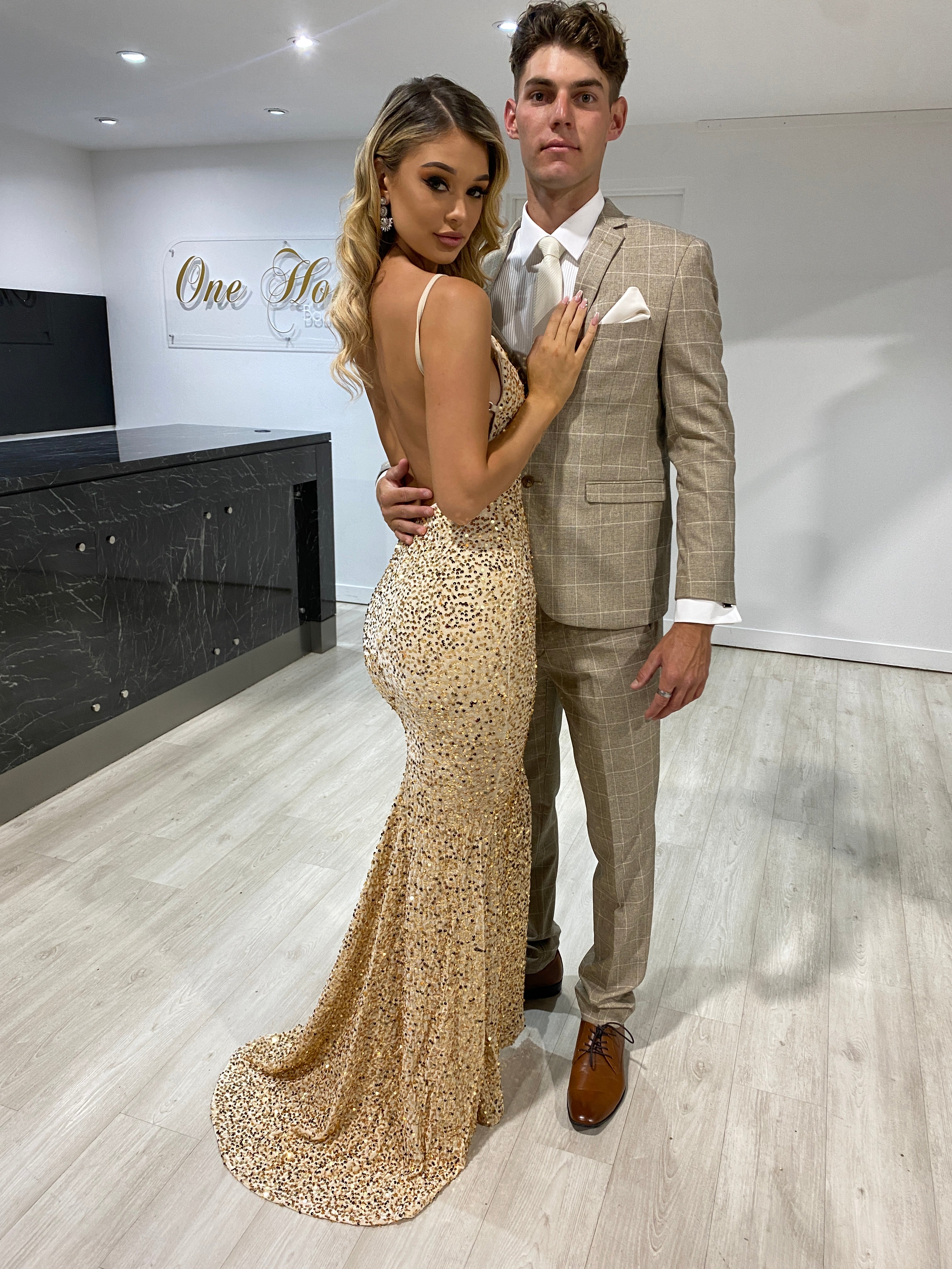 Gold Prom Dress and Date