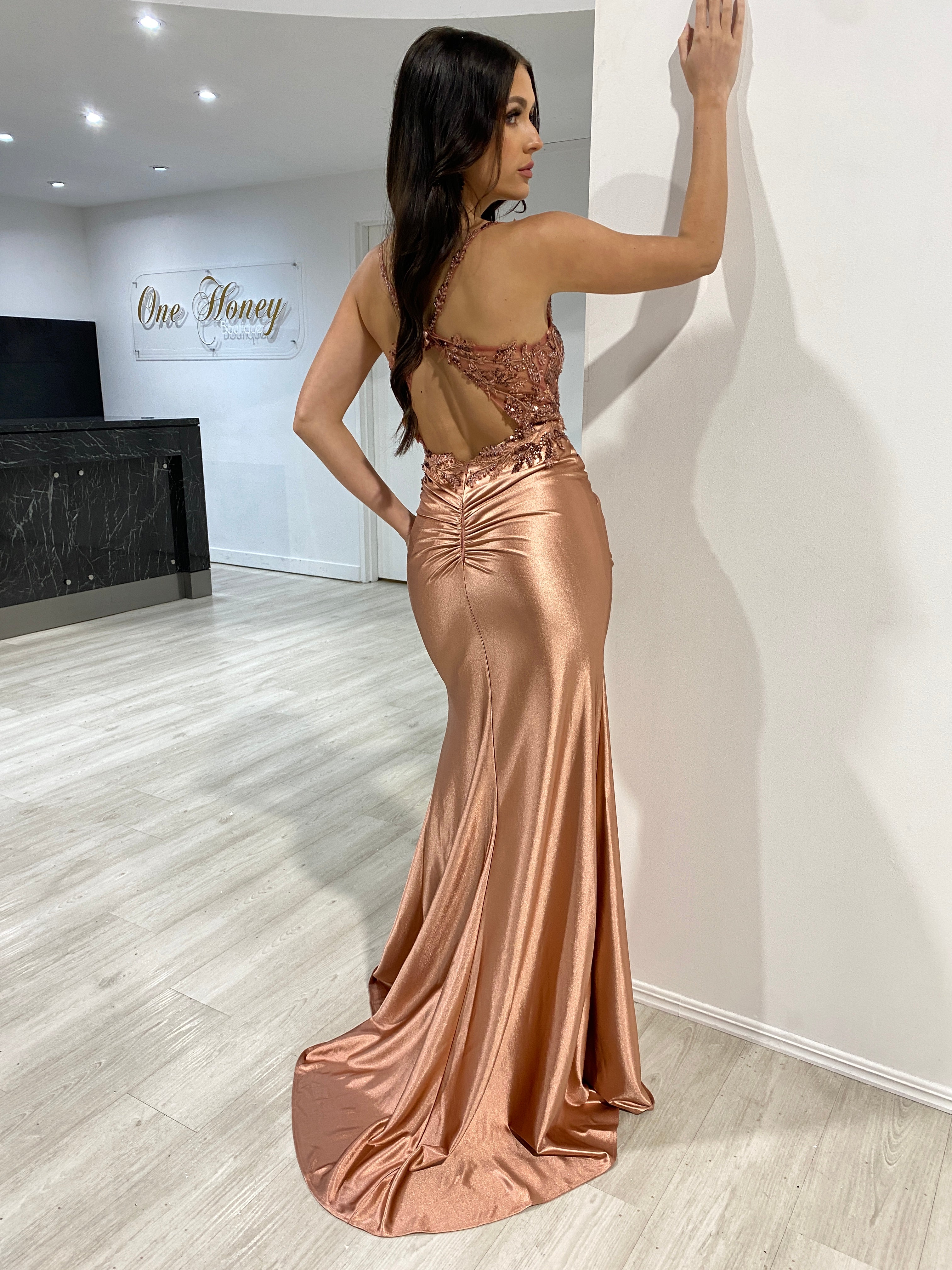 Copper on sale prom dress