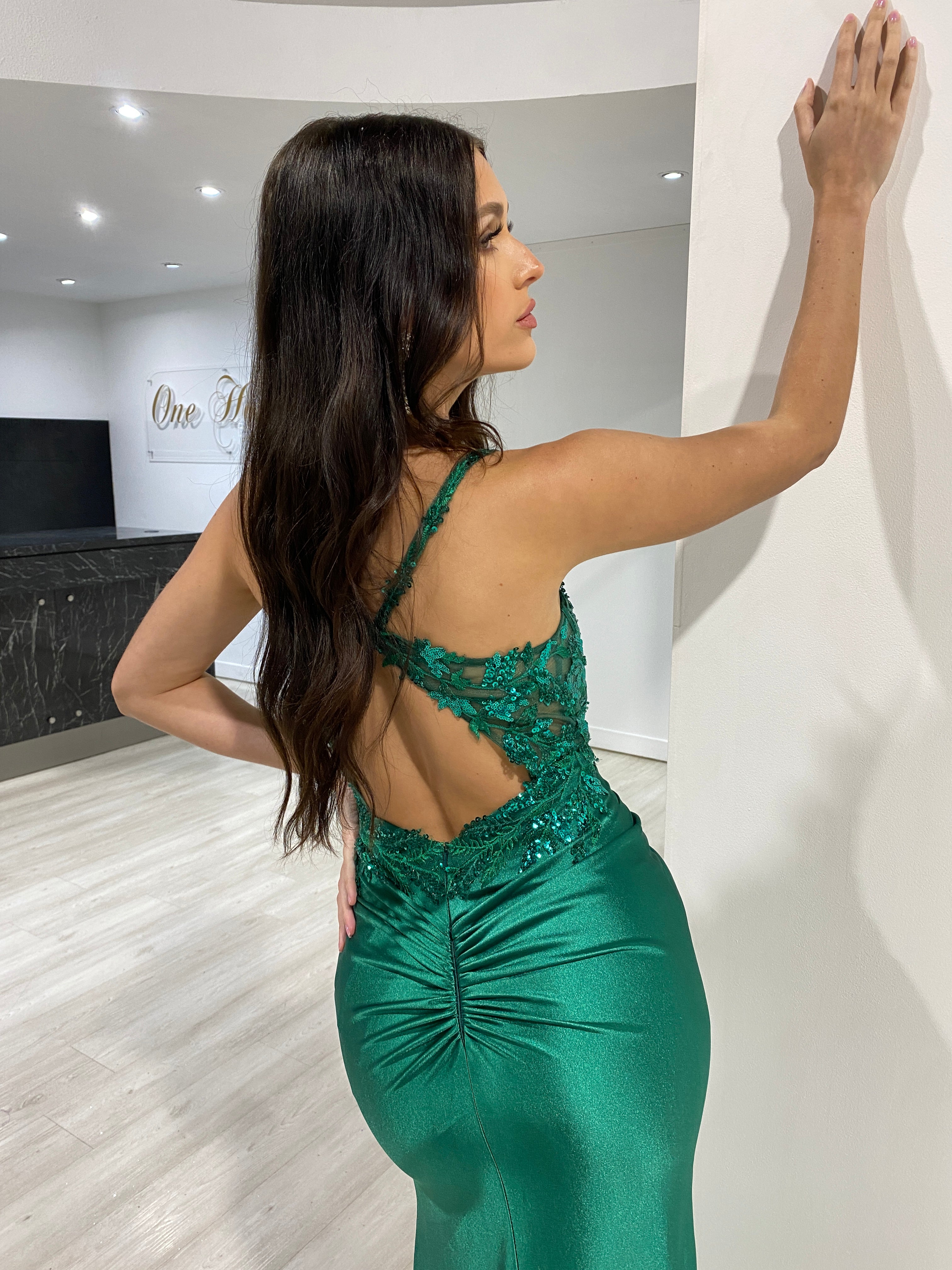 SALMA Embellished Bustier Corset Satin Mermaid Formal Dress