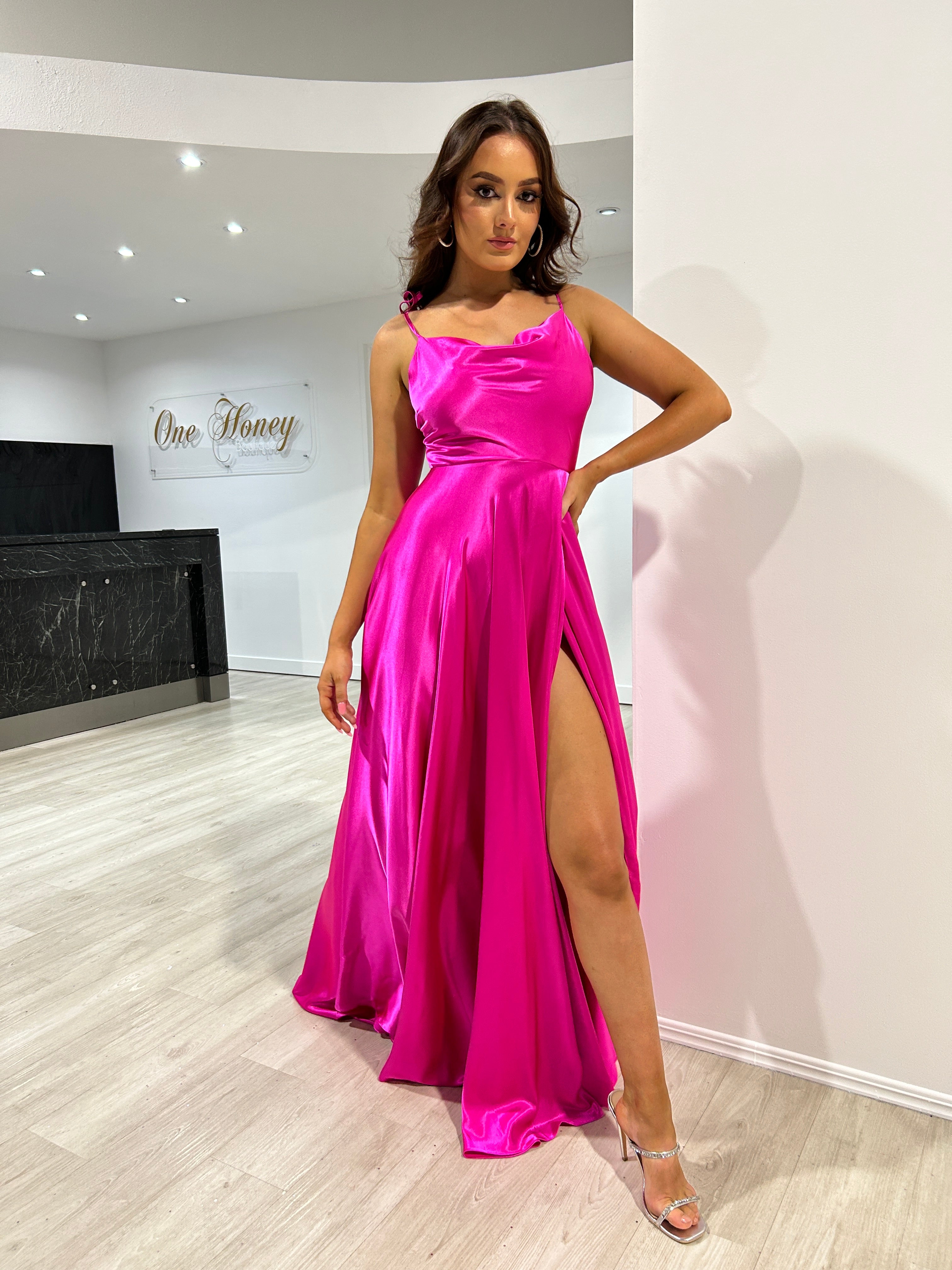 Camille |Barbie Style A Line Hot Pink Short Homecoming Dress
