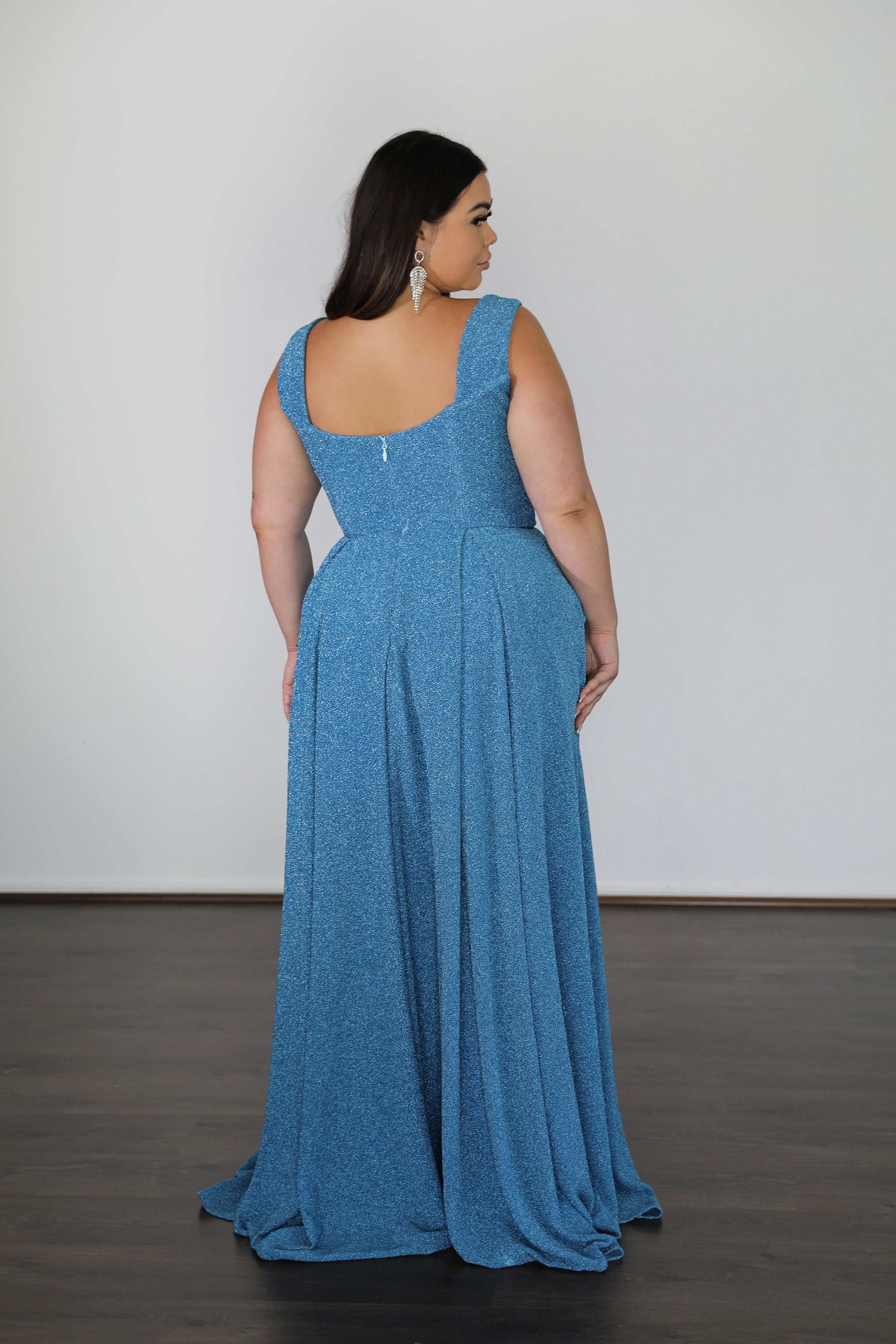 u-back sky blue formal gown